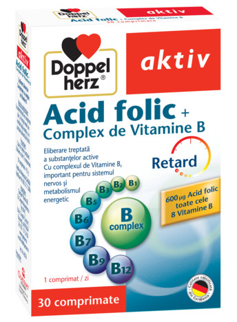 Aktiv Acid folic + Complex de Vitamina B Doppelherz - 30 capsule